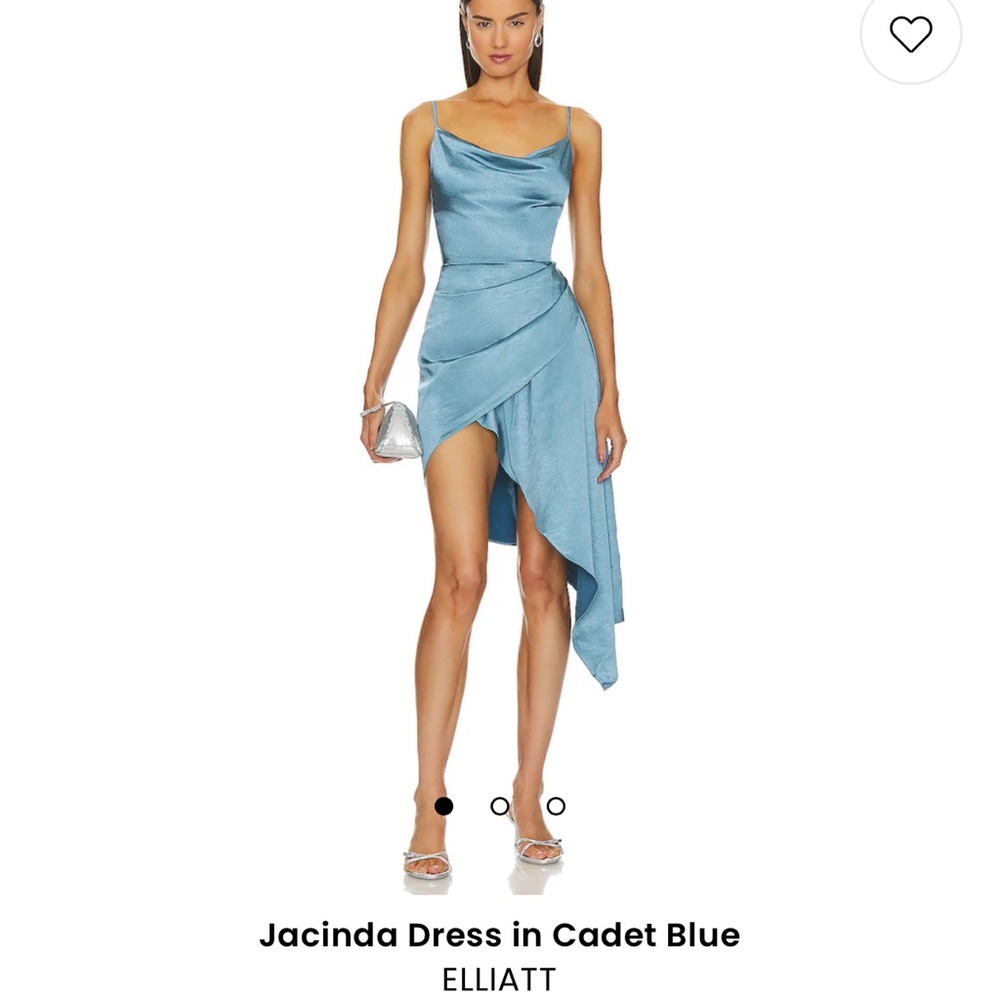 Elliatt Jacinda Asymmetric Satin Dress in Cadet Blue